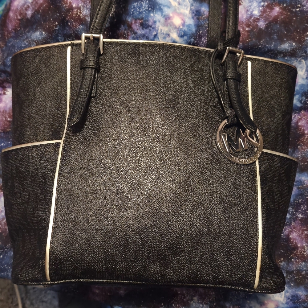 Michael Kors Black Tote Bag with Signature Charm